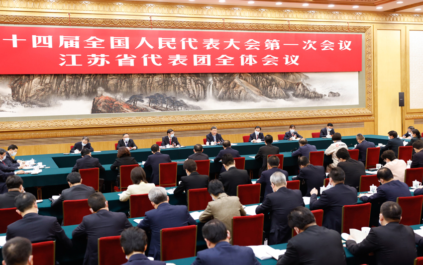 习近平在参加江苏代表团审议(图1)